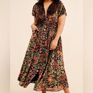 Anthropologie Floral Maxi Dress - Black and Multicolor